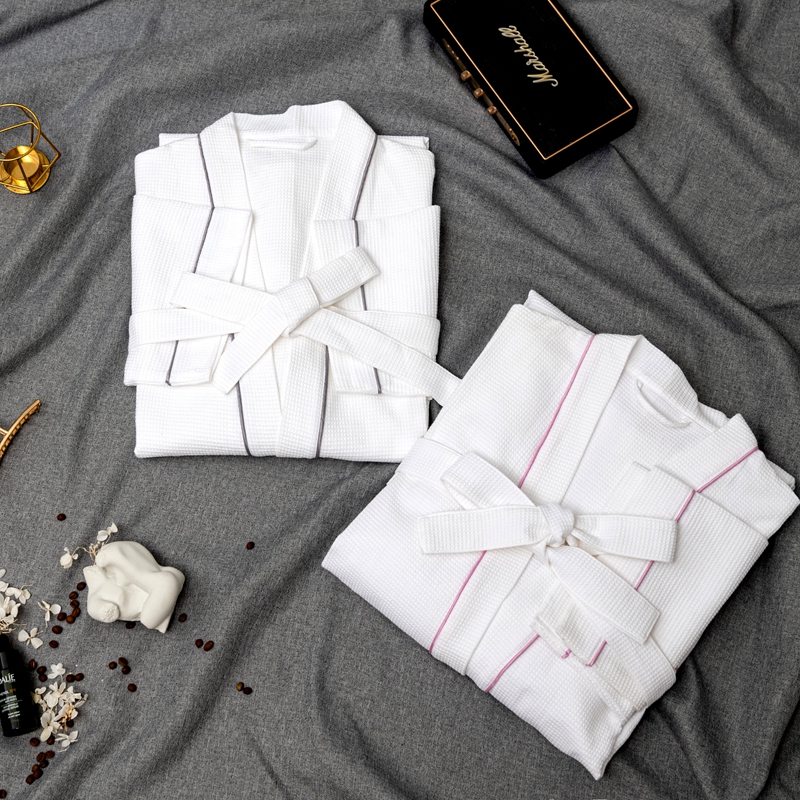 100% ren bomuld Lille vaffel Kimono krave Hotel badekåbe 100% ren bomuld Lille vaffel Kimono krave Hotel badekåbe