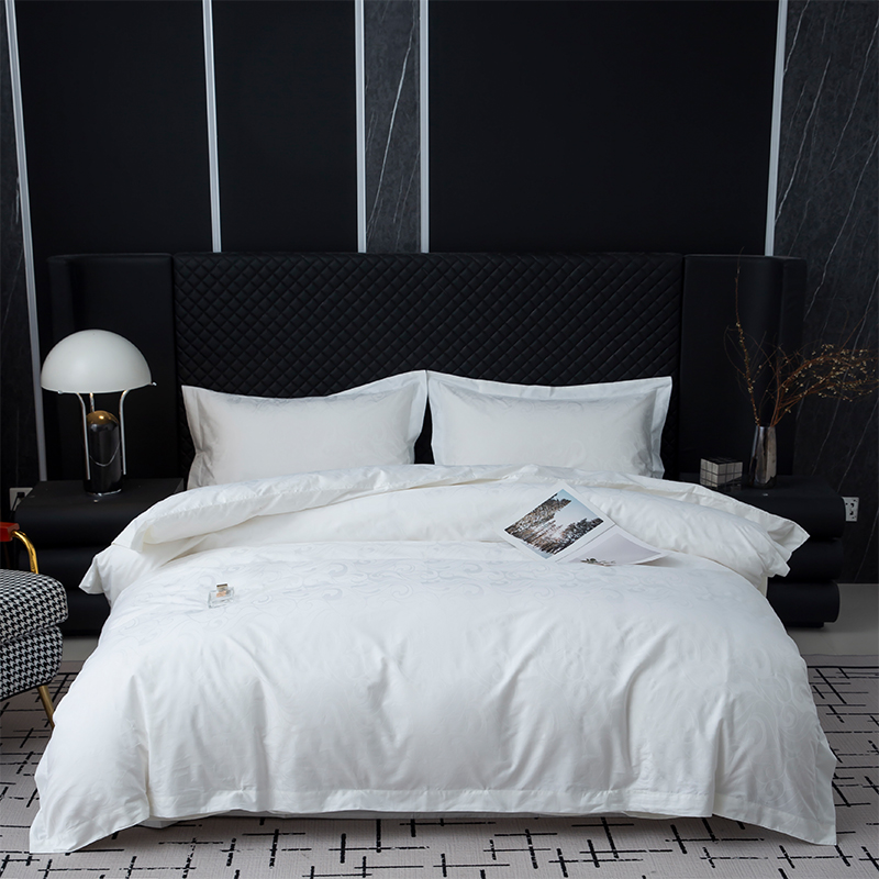 Ny Jacquard 100% Bomuld Satin Hvid Hotel Linned Soveværelse Sengetøj Lagner Sæt