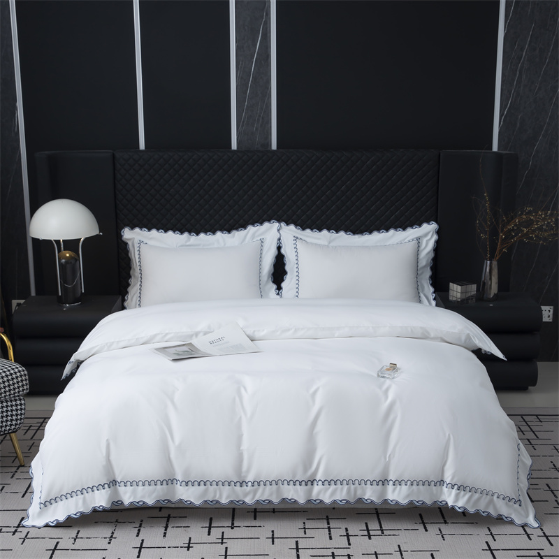 Udsøgt broderi snit design 350TC bomuld satin sengetøj sæt