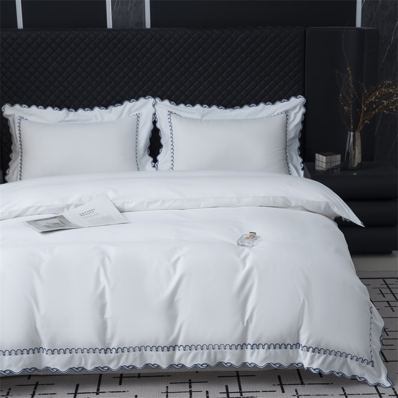 Udsøgt broderi snit design 350TC bomuld satin sengetøj sæt Udsøgt broderi snit design 350TC bomuld satin sengetøj sæt