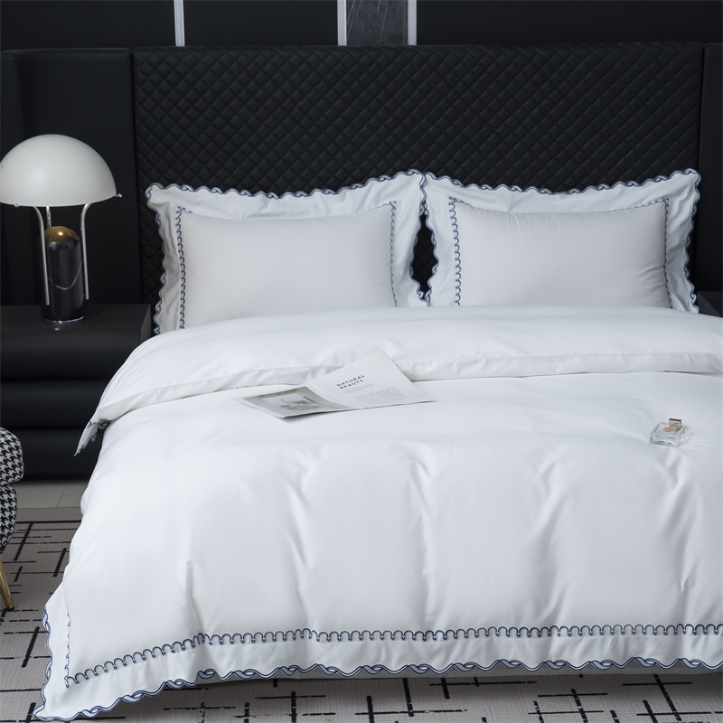 Udsøgt broderi snit design 350TC bomuld satin sengetøj sæt Udsøgt broderi snit design 350TC bomuld satin sengetøj sæt