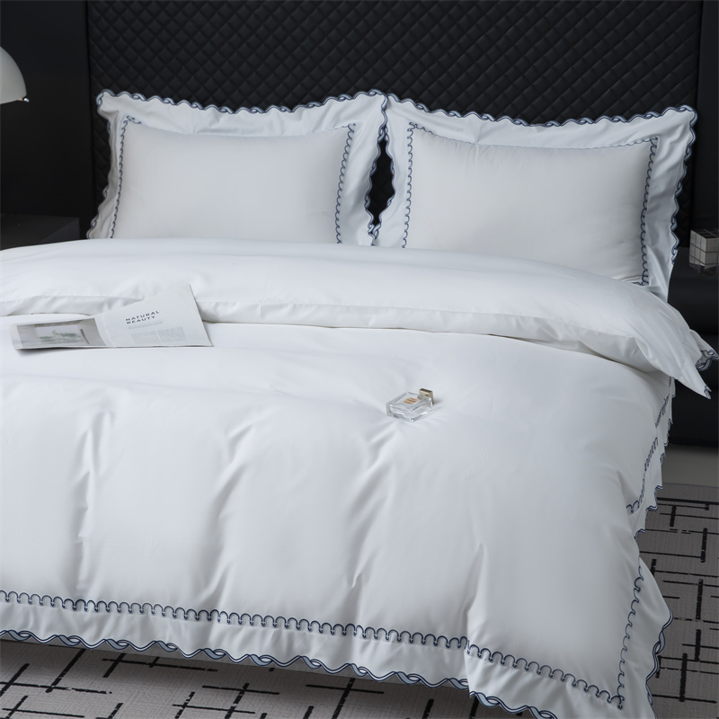 Udsøgt broderi snit design 350TC bomuld satin sengetøj sæt Udsøgt broderi snit design 350TC bomuld satin sengetøj sæt