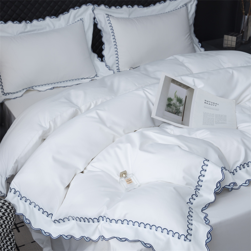 Udsøgt broderi snit design 350TC bomuld satin sengetøj sæt Udsøgt broderi snit design 350TC bomuld satin sengetøj sæt