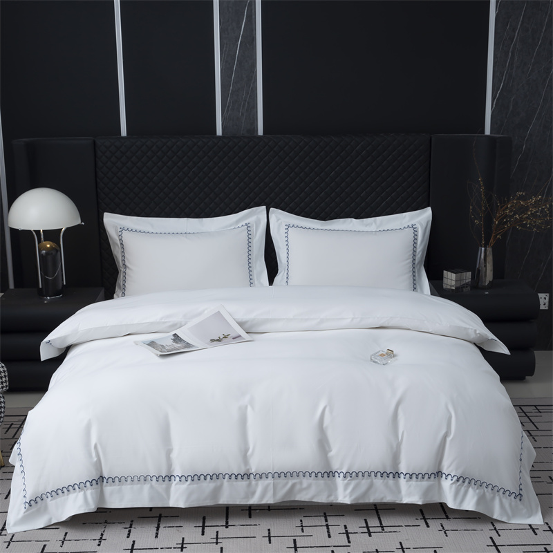 Nyt mønsterbroderidesign 500TC bomuldssatin sengetøjssæt