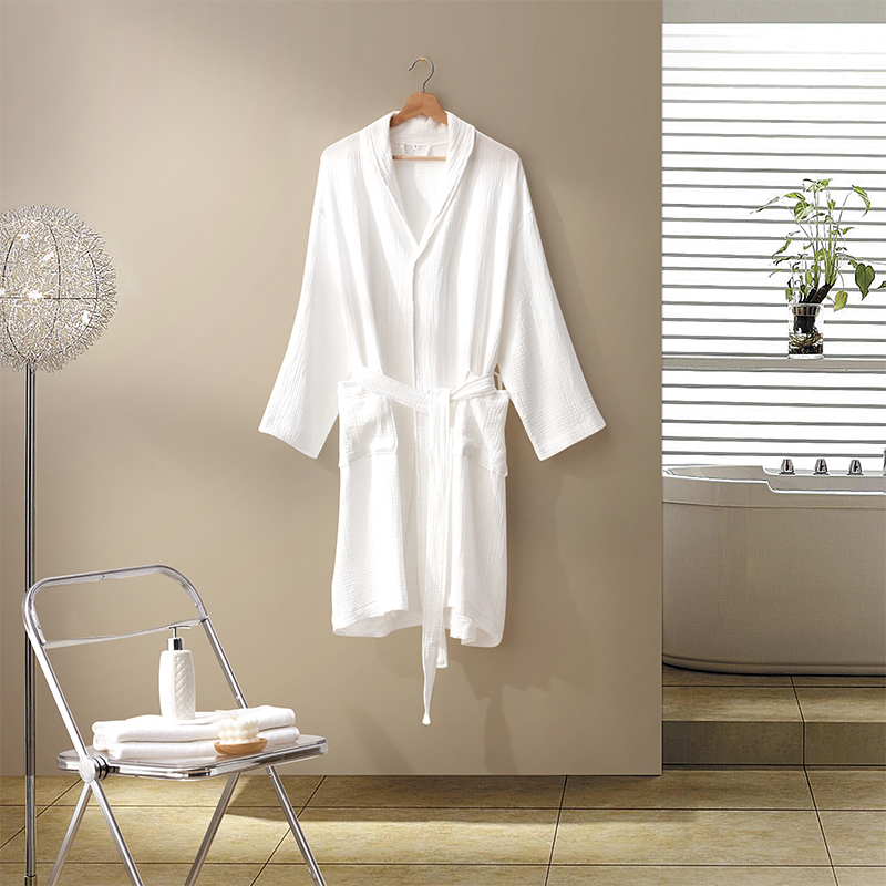 Dobbelt-lags Gaze Bomuld Stof Sjalkrave Hotel Badekåbe Dobbelt-lags Gaze Bomuld Stof Sjalkrave Hotel Badekåbe