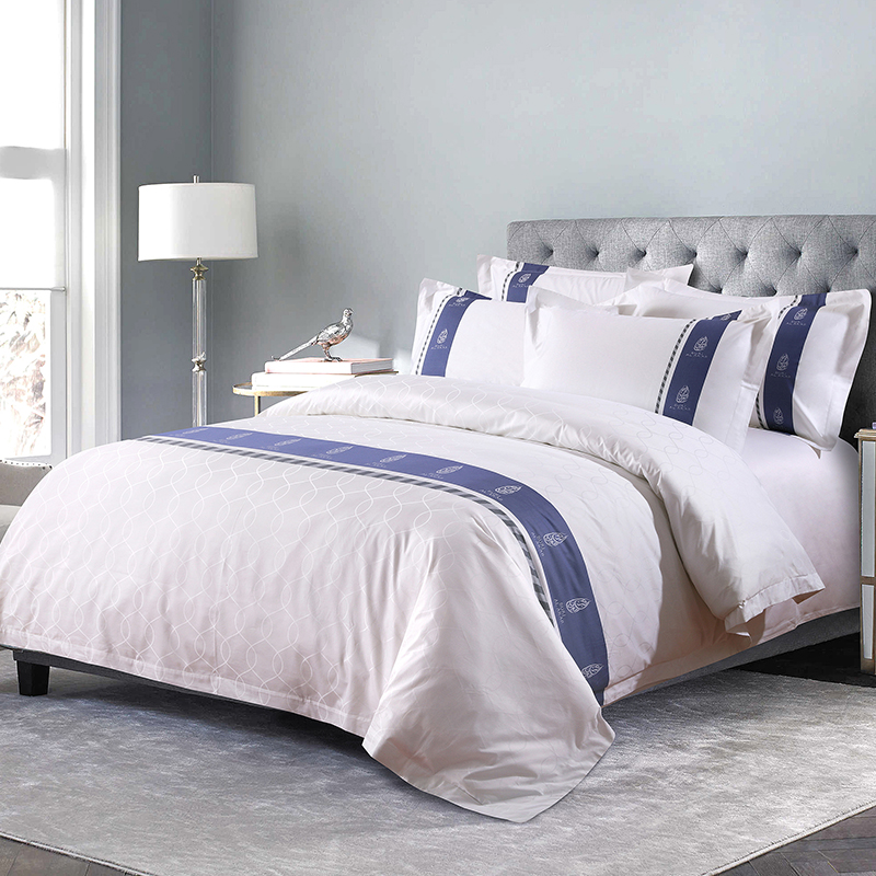 Garnfarvet tilpasset logo 100% bomuld Sengesæt Garnfarvet tilpasset logo 100% bomuld Sengesæt